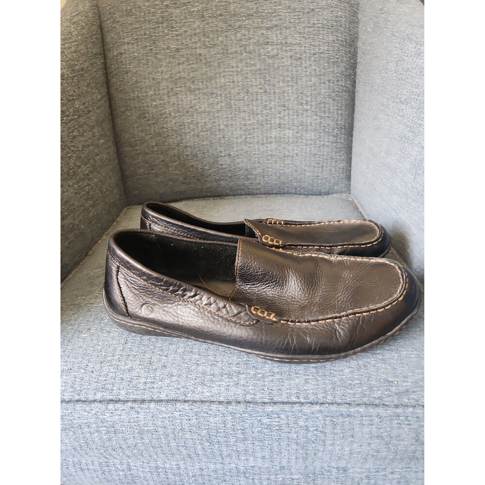 Born Men's Black Leather Slip-on Driving Loafers Size 11.5